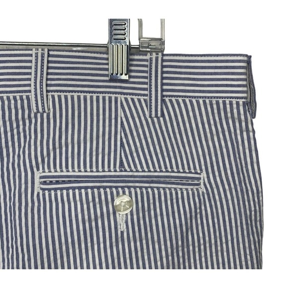 Jos A Bank Seersucker Shorts Mens 40 Pleated Blue White Stripe Summer Comfort - Picture 9 of 9